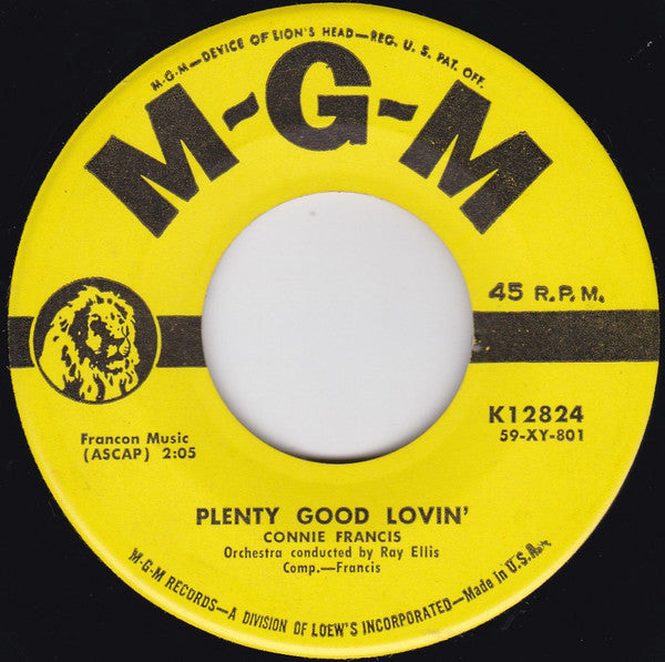 Connie Francis : You're Gonna Miss Me / Plenty Good Lovin' (7")