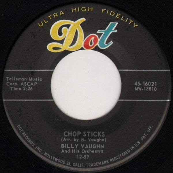 Billy Vaughn And His Orchestra : Chop Sticks / You're The Only Star (In My Blue Heaven) (7", Ind)