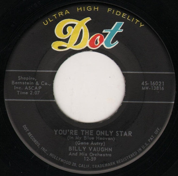 Billy Vaughn And His Orchestra : Chop Sticks / You're The Only Star (In My Blue Heaven) (7", Ind)