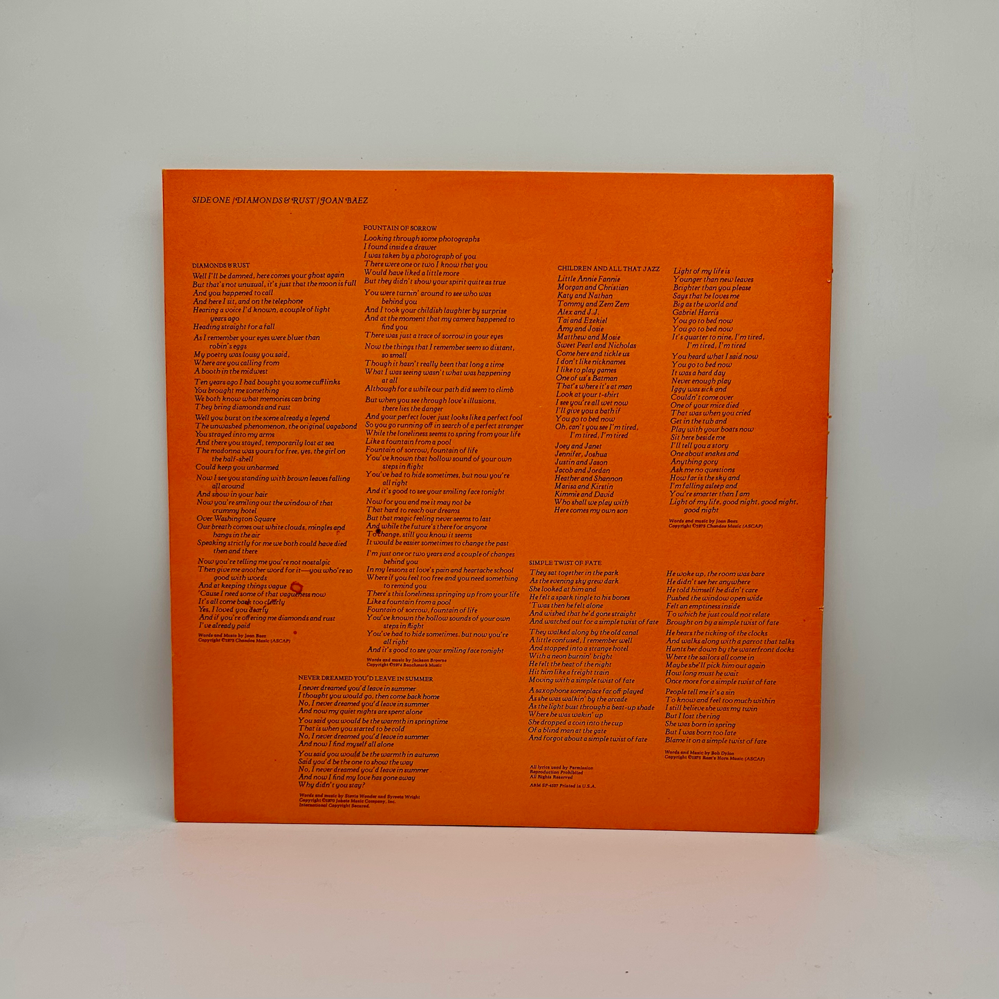 Joan Baez - Diamonds & Rust (LP, Album, Mon)